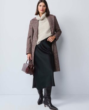 Petite Herringbone Double Breasted Long Coat