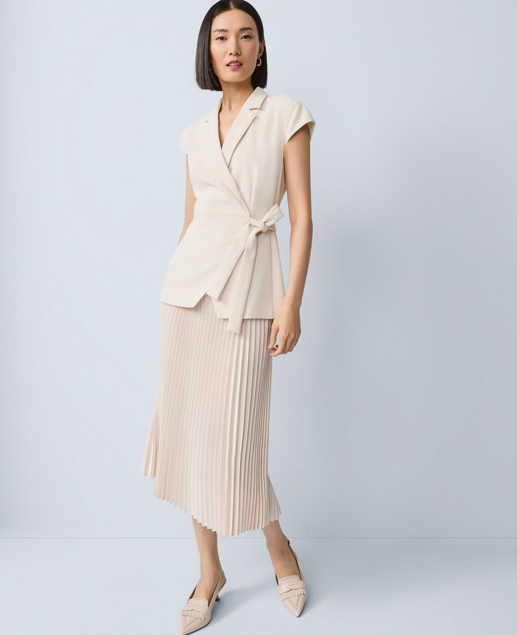 Petite Crepe Blazer Wrap Midi Dress
