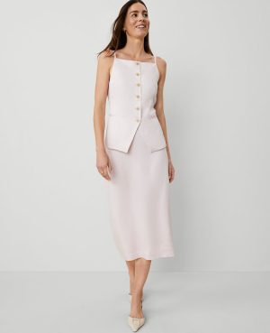 Sateen Column Midi Skirt