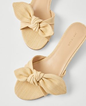 Bow Straw Kitten Heel Sandals