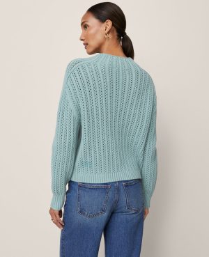 Pointelle Mock Neck Sweater