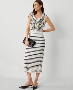 Petite Striped Knit Textured Skirt