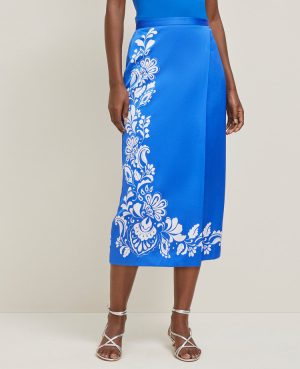 Petite Satin Midi Wrap Skirt