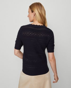 Weekend Collection Scalloped Henley Sweater