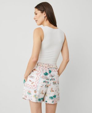 Petite Map Print Belted Short