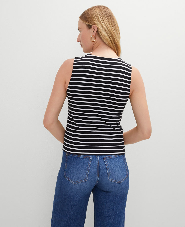 Petite Striped Crew Neck Shell