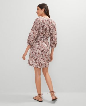 Petite Weekend Collection Floral  Puff Sleeve Dress