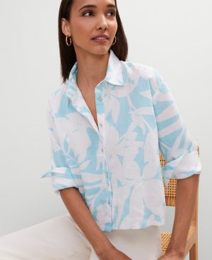 Petite Cropped Linen Shirt