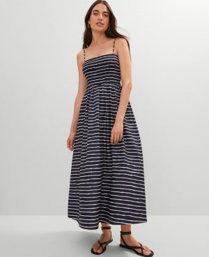 Petite Weekend Collection Striped Flare Dress