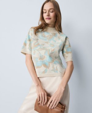 Shimmer Floral Jacquard Sweater Tee
