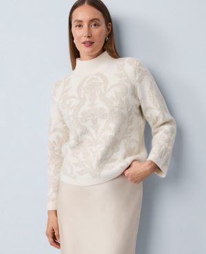 Shimmer Jacquard Mock Neck Sweater
