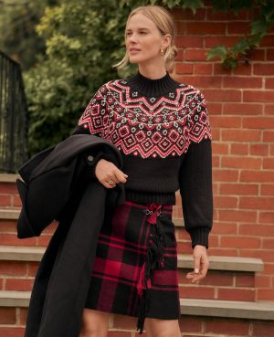 Weekend Collection Fair Isle Mock Neck Sweater