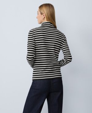 Weekend Collection Striped Turtleneck Top
