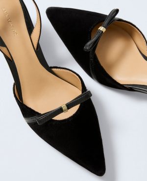 Velvet Bow Slingback Pumps