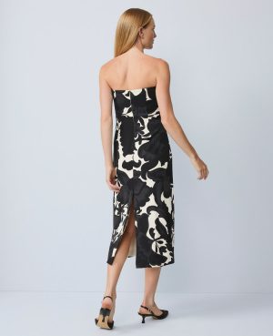 Petite Floral Strapless Midi Dress