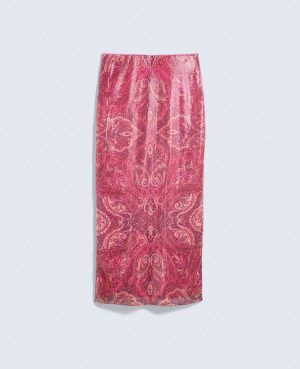 Petite Sequin Paisley Column Midi Skirt