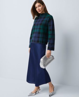 Plaid Mock Neck Sweater