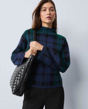Plaid Mock Neck Sweater