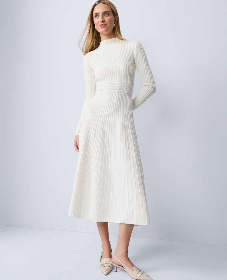 Ribbed Mock Neck Sweater Dress
