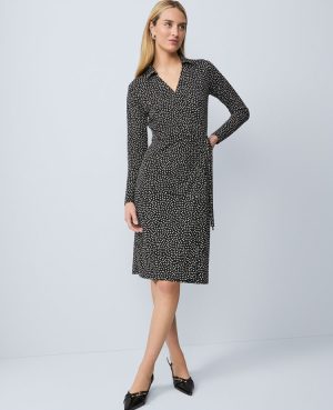 Petite Dotted Knit Wrap Dress