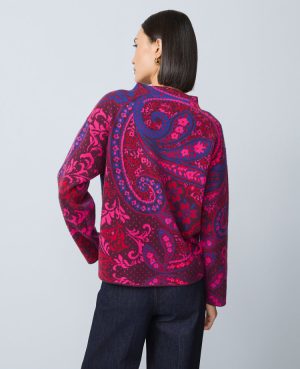 Paisley Jacquard Mock Neck Sweater