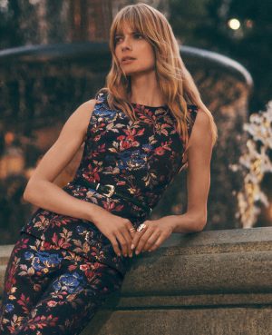 Floral Jacquard Crew Neck Top