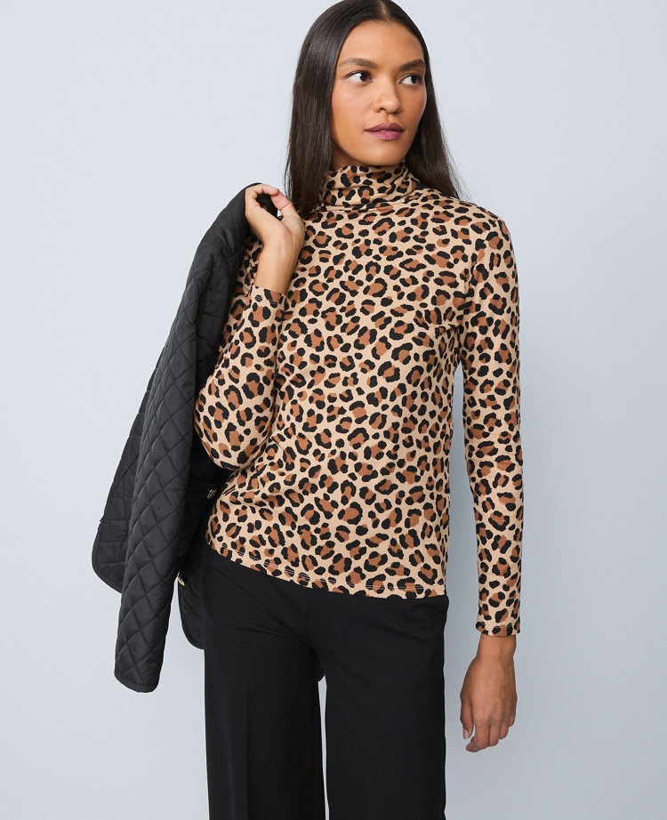 Weekend Collection Animal Print Turtleneck Top