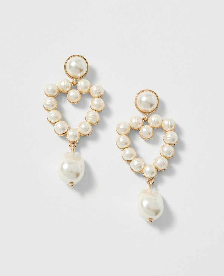 Pearlized Heart Drop Earrings