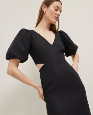 Linen Blend Cutout Dress