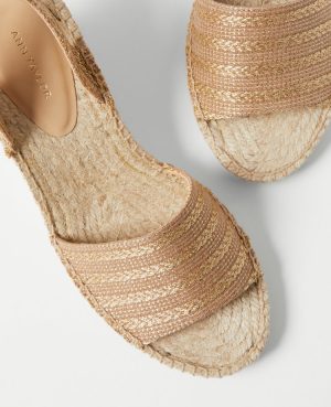 Tweed Lace-Up Espadrille Wedge Sandals