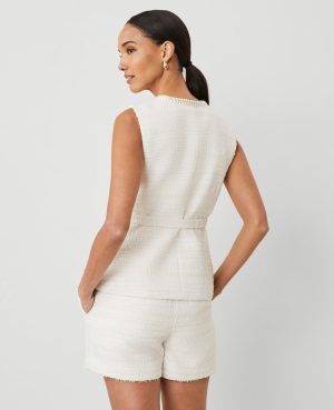 Petite Tweed Belted Vest
