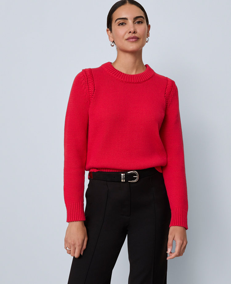 Shoulder Detail Crew Neck Sweater