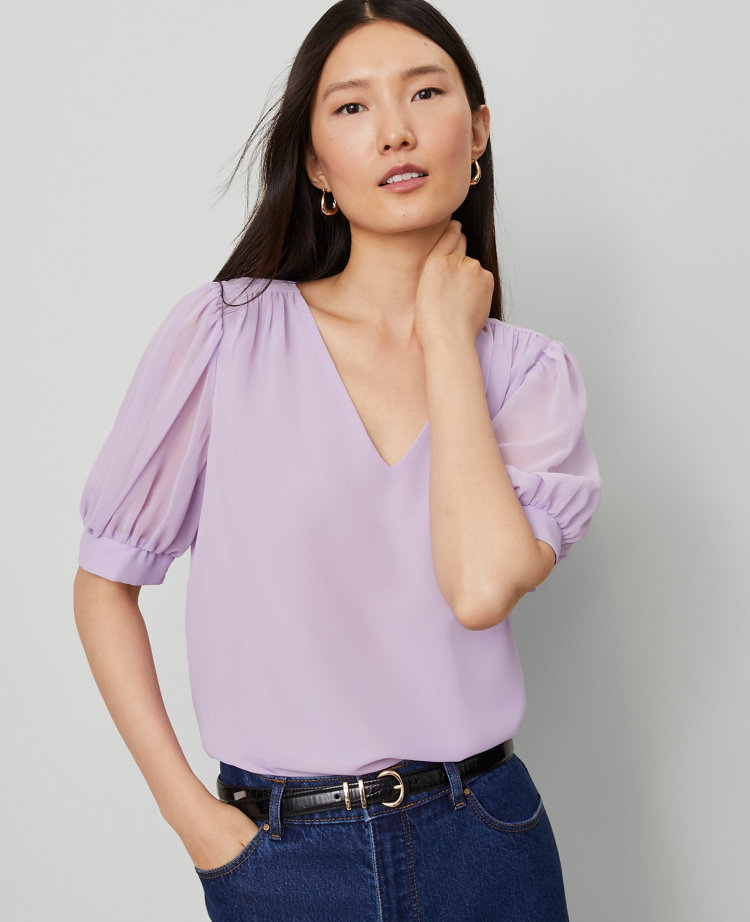 Puff Sleeve V-Neck Popover