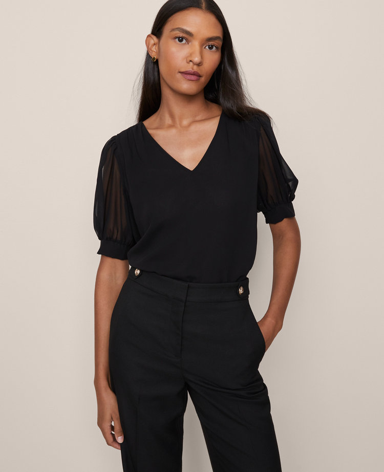 Puff Sleeve V-Neck Popover