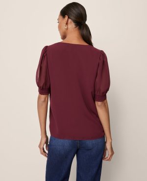 Puff Sleeve V-Neck Popover