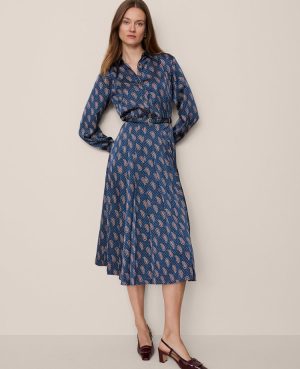 Paisley Pleated Flare Midi Dress