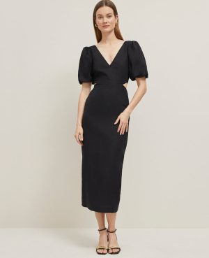 Petite Linen Blend Cutout Dress