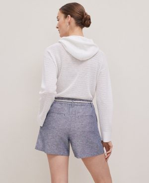 Petite Weekend Collection Belted Shorts in Linen Blend