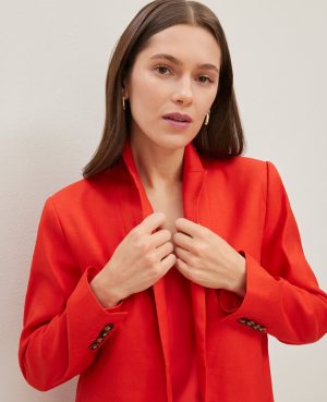 The Petite Longline Blazer in Linen Blend