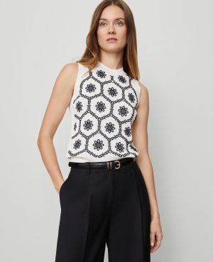 Floral Embroidered Sweater Shell