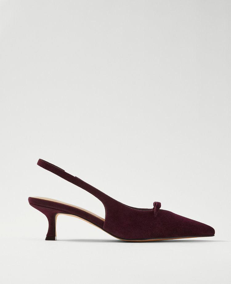 Bow Suede Slingback Pumps