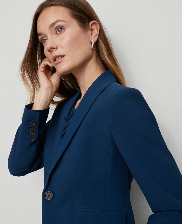 The Shorter One Button Blazer in Fluid Crepe