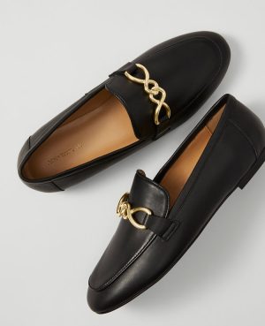 Hardware Embellished Leather Loafers