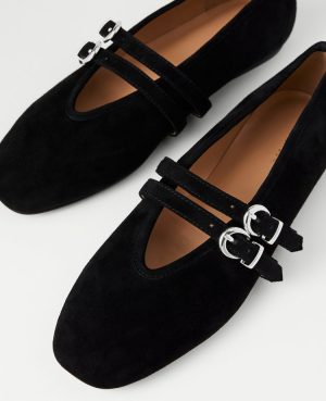 Buckled Suede Ballet Flat