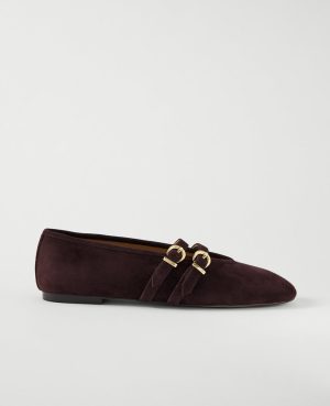 Buckled Suede Ballet Flat