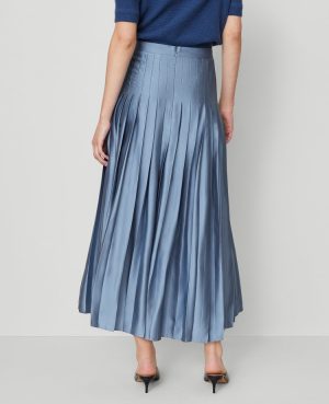 Petite Satin Pleated Midi Skirt