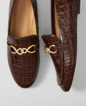 Hardware Embellished Croco Loafers