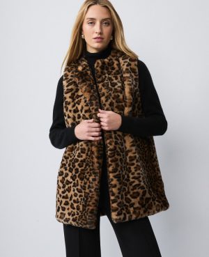 Weekend Collection Faux Fur Animal Print Vest