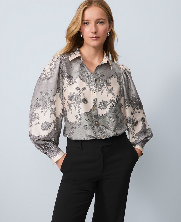 Petite Floral Satin Blouse