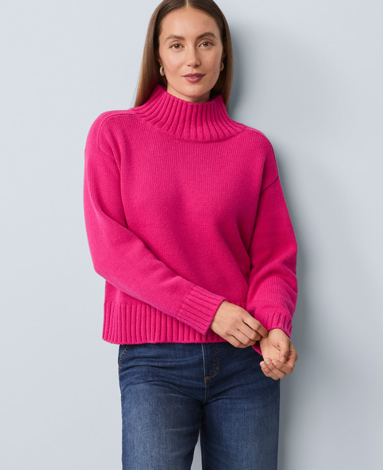 Petite Ribbed Mock Neck Sweater